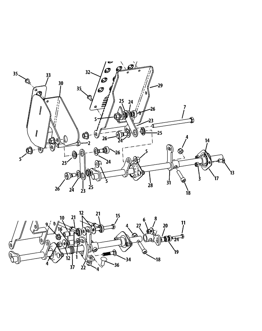 Pedal Controls Diagram and Parts List for S6031-KW 53DI8DU6050-31HP Cub Cadet Lawn Tractor